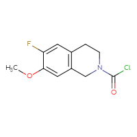 Chemical structure of 6-fluoro-7-methoxy-1,2,3,4-tetrahydroisoquinoline-2-carbonyl chloride - CSSB15013570820