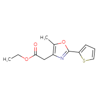 Chemical structure of ethyl 2-[5-methyl-2-(thiophen-2-yl)-1,3-oxazol-4-yl]acetate - CSSB01997895477