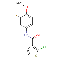 Chemical structure of 2-chloro-N-(3-fluoro-4-methoxyphenyl)thiophene-3-carboxamide - CSSB02007052273