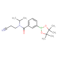Chemical structure of N-(2-cyanoethyl)-N-(propan-2-yl)-3-(4,4,5,5-tetramethyl-1,3,2-dioxaborolan-2-yl)benzamide - CSSB02229495098