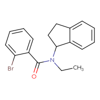 Chemical structure of 2-bromo-N-(2,3-dihydro-1H-inden-1-yl)-N-ethylbenzamide - CSSB01467317657
