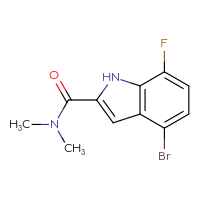 Chemical structure of 4-bromo-7-fluoro-N,N-dimethyl-1H-indole-2-carboxamide - CSSB01432920364