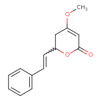 Chemical structure of 4-methoxy-6-(2-phenylethenyl)-5,6-dihydro-2H-pyran-2-one - CSSB00121594514