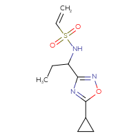 Chemical structure of N-[1-(5-cyclopropyl-1,2,4-oxadiazol-3-yl)propyl]ethene-1-sulfonamide - CSSB21332048440
