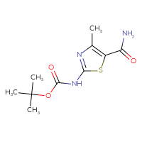 Chemical structure of tert-butyl N-(5-carbamoyl-4-methyl-1,3-thiazol-2-yl)carbamate - CSSB00000699771