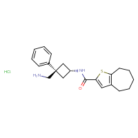 Chemical structure of N-[(1r,3r)-3-(aminomethyl)-3-phenylcyclobutyl]-4H,5H,6H,7H,8H-cyclohepta[b]thiophene-2-carboxamide hydrochloride - CSSB00161164526
