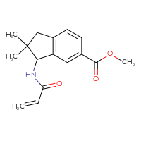 Chemical structure of methyl 2,2-dimethyl-3-(prop-2-enamido)-2,3-dihydro-1H-indene-5-carboxylate - CSSB21332073620
