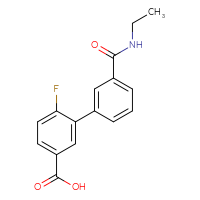 Chemical structure of 3'-(ethylcarbamoyl)-6-fluoro-[1,1'-biphenyl]-3-carboxylic acid - CSSB00150702352