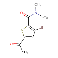 Chemical structure of 5-acetyl-3-bromo-N,N-dimethylthiophene-2-carboxamide - CSSB02283617846