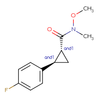 Chemical structure of rac-(1R,2R)-2-(4-fluorophenyl)-N-methoxy-N-methylcyclopropane-1-carboxamide - CSSB21291564136