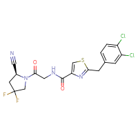 Chemical structure of N-{2-[(2S)-2-cyano-4,4-difluoropyrrolidin-1-yl]-2-oxoethyl}-2-[(3,4-dichlorophenyl)methyl]-1,3-thiazole-4-carboxamide - CSSB06446549571