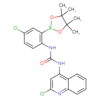 Chemical structure of 3-[4-chloro-2-(4,4,5,5-tetramethyl-1,3,2-dioxaborolan-2-yl)phenyl]-1-(2-chloroquinolin-4-yl)urea - CSSB21332155098