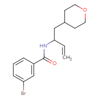 Chemical structure of 3-bromo-N-[1-(oxan-4-yl)but-3-en-2-yl]benzamide - CSSB15022765529