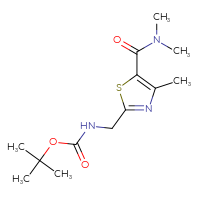 Chemical structure of tert-butyl N-{[5-(dimethylcarbamoyl)-4-methyl-1,3-thiazol-2-yl]methyl}carbamate - CSSB01046929020