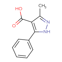 Chemical structure of 3-methyl-5-phenyl-1H-pyrazole-4-carboxylic acid - CSSB00010062344