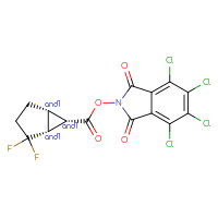 Chemical structure of rac-4,5,6,7-tetrachloro-1,3-dioxo-2,3-dihydro-1H-isoindol-2-yl (1R,5R,6S)-2,2-difluorobicyclo[3.1.0]hexane-6-carboxylate - CSSB20270950316