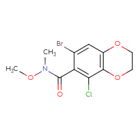 Chemical structure of 7-bromo-5-chloro-N-methoxy-N-methyl-2,3-dihydro-1,4-benzodioxine-6-carboxamide - CSSB21151590534