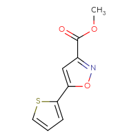 Chemical structure of methyl 5-(thiophen-2-yl)-1,2-oxazole-3-carboxylate - CSSB00000708221