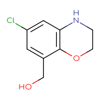 Chemical structure of (6-chloro-3,4-dihydro-2H-1,4-benzoxazin-8-yl)methanol - CSSB06358972371