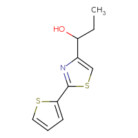 Chemical structure of 1-[2-(thiophen-2-yl)-1,3-thiazol-4-yl]propan-1-ol - CSSB21246421577