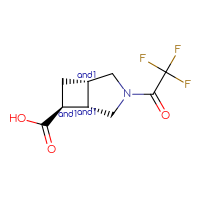 Chemical structure of rac-(1R,5R,6R)-3-(2,2,2-trifluoroacetyl)-3-azabicyclo[3.2.0]heptane-6-carboxylic acid - CSSB20620687520