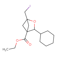 Chemical structure of ethyl 3-cyclohexyl-1-(iodomethyl)-2-oxabicyclo[2.1.1]hexane-4-carboxylate - CSSB02209613797