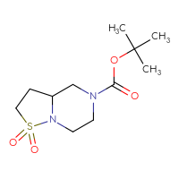 Chemical structure of tert-butyl 1,1-dioxo-hexahydro-2H-1λ⁶-[1,2]thiazolo[2,3-a]pyrazine-5-carboxylate - CSSB00134712745