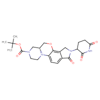 Chemical structure of tert-butyl (7R)-13-(2,6-dioxopiperidin-3-yl)-14-oxo-9-oxa-2,5,13-triazatetracyclo[8.7.0.0²,⁷.0¹¹,¹⁵]heptadeca-1(17),10,15-triene-5-carboxylate - CSSB20621662857