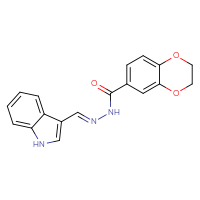 Chemical structure of N'-[(E)-(1H-indol-3-yl)methylidene]-2,3-dihydro-1,4-benzodioxine-6-carbohydrazide - CSSB00132652503