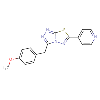 Chemical structure of 4-{3-[(4-methoxyphenyl)methyl]-[1,2,4]triazolo[3,4-b][1,3,4]thiadiazol-6-yl}pyridine - CSSB00121726519