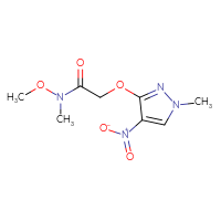 Chemical structure of N-methoxy-N-methyl-2-[(1-methyl-4-nitro-1H-pyrazol-3-yl)oxy]acetamide - CSSB01887246594