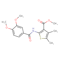 Chemical structure of methyl 2-(3,4-dimethoxybenzamido)-4,5-dimethylthiophene-3-carboxylate - CSSB00046756468