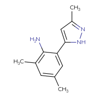 Chemical structure of 2,4-dimethyl-6-(3-methyl-1H-pyrazol-5-yl)aniline - CSSB00000023835