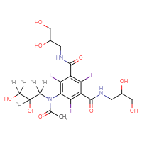 Chemical structure of 5-{N-[2,3-dihydroxy(1,1,2,3,3-²H₅)propyl]acetamido}-N1,N3-bis(2,3-dihydroxypropyl)-2,4,6-triiodobenzene-1,3-dicarboxamide - CSSB00159255747
