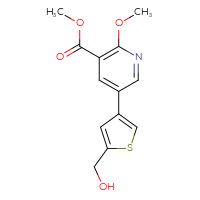 Chemical structure of methyl 5-[5-(hydroxymethyl)thiophen-3-yl]-2-methoxypyridine-3-carboxylate - CSSB06584689763
