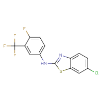 Chemical structure of 6-chloro-N-[4-fluoro-3-(trifluoromethyl)phenyl]-1,3-benzothiazol-2-amine - CSSB00020652166