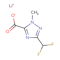 Chemical structure of lithium(1+) 3-(difluoromethyl)-1-methyl-1H-1,2,4-triazole-5-carboxylate - CSSB14901603475