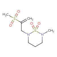 Chemical structure of 2-(2-methanesulfonylprop-2-en-1-yl)-6-methyl-1λ⁶,2,6-thiadiazinane-1,1-dione - CSMB15011303671