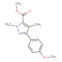 Chemical structure of methyl 3-(4-methoxyphenyl)-1,4-dimethyl-1H-pyrazole-5-carboxylate - CSSB06581802584