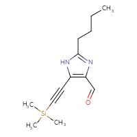 Chemical structure of 2-butyl-5-[2-(trimethylsilyl)ethynyl]-1H-imidazole-4-carbaldehyde - CSSB21493655734