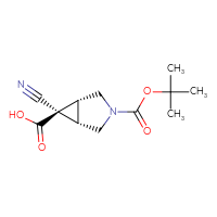 Chemical structure of (1R,5S,6R)-3-[(tert-butoxy)carbonyl]-6-cyano-3-azabicyclo[3.1.0]hexane-6-carboxylic acid - CSSB20680309657