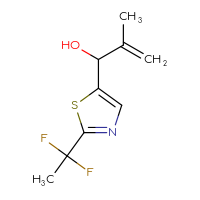 Chemical structure of 1-[2-(1,1-difluoroethyl)-1,3-thiazol-5-yl]-2-methylprop-2-en-1-ol - CSSB02517390565