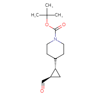 Chemical structure of tert-butyl 4-[(1S,2R)-2-formylcyclopropyl]piperidine-1-carboxylate - CSSB00037077049