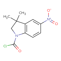 Chemical structure of 3,3-dimethyl-5-nitro-2,3-dihydro-1H-indole-1-carbonyl chloride - CSSB21224773727
