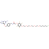 Chemical structure of N-[(4-{[(2-amino-9H-purin-6-yl)oxy]methyl}phenyl)methyl]-2-{4-[(18-chloro-3,6,9,12-tetraoxaoctadecan-1-yl)oxy]-2,3,5,6-tetrafluorophenoxy}acetamide - CSSB03437847674