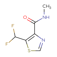 Chemical structure of 5-(difluoromethyl)-N-methyl-1,3-thiazole-4-carboxamide - CSSB14856467543