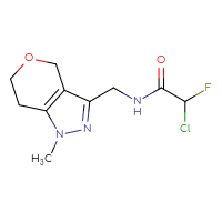 Chemical structure of 2-chloro-2-fluoro-N-({1-methyl-1H,4H,6H,7H-pyrano[4,3-c]pyrazol-3-yl}methyl)acetamide - CSSB21332168124