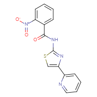 Chemical structure of 2-nitro-N-[4-(pyridin-2-yl)-1,3-thiazol-2-yl]benzamide - CSSB00026356422