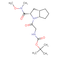 Chemical structure of tert-butyl N-{2-[(2S,3aS,6aS)-2-[methoxy(methyl)carbamoyl]-octahydrocyclopenta[b]pyrrol-1-yl]-2-oxoethyl}carbamate - CSSB01395049927
