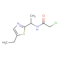 Chemical structure of 2-chloro-N-[1-(5-ethyl-1,3-thiazol-2-yl)ethyl]acetamide - CSSB00013143800
